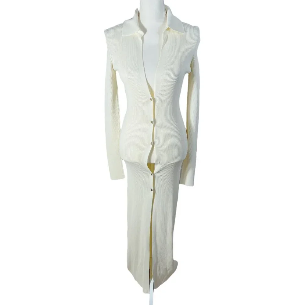 GAUGE81 Rubi Rib-Knit Dress in Ivory Maxi Dress Women's Size S - Picture 5 of 16